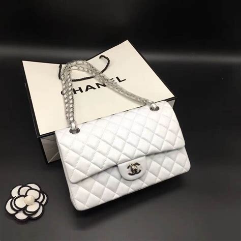 chanel white small flap bag